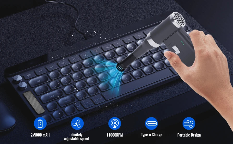 Mini Cordless Hair Dryer Multifunctional Electric Air Duster Hair Dryer Travel Portable USB Rechargeable Negative Ion Hair Dryer