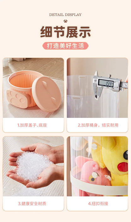 Doll Storage Bucket Transparent Moistureproof Storage Tube for Children's Plush Toys Organizer Home Organization and Storage