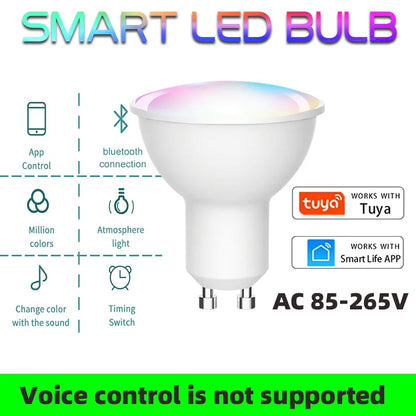 Tuya Bluetooth Smart Light Bulb LED RGBCW E27 E14 GU10 Timed Group Control For Multiple Scene Modes Music Mode 9W 5W