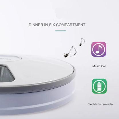 Automatic Pet Feeder Timing Feeder 6 Meals 6 Grids Cat Dog Electric Dry Food Dispenser Accessories Smart Control Pet Feeder