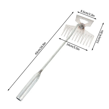 2 in 1 Garden Weeder Rake 4/5/6/11Teeth Agricultural Rake Crescent Shaped Hoe Loosening Soil Digging Agricultural Tool