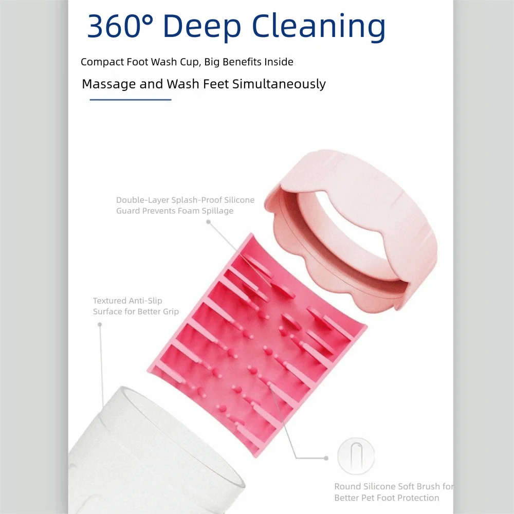Soft Bristles Pet Paw Cleaner Reusable Mud Removal Dog Foot Washing Cup Detachable Portable Pet Feet Washer Daily Foot Care