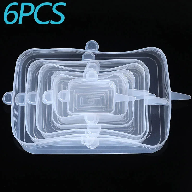 6 Pcs Silicone Covers Stretch Lids for Kitchen Microwave Food Caps Food Universal Dish Stretch Lids for Cans Kitchen Accessories