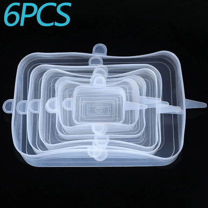 6 Pcs Silicone Covers Stretch Lids for Kitchen Microwave Food Caps Food Universal Dish Stretch Lids for Cans Kitchen Accessories