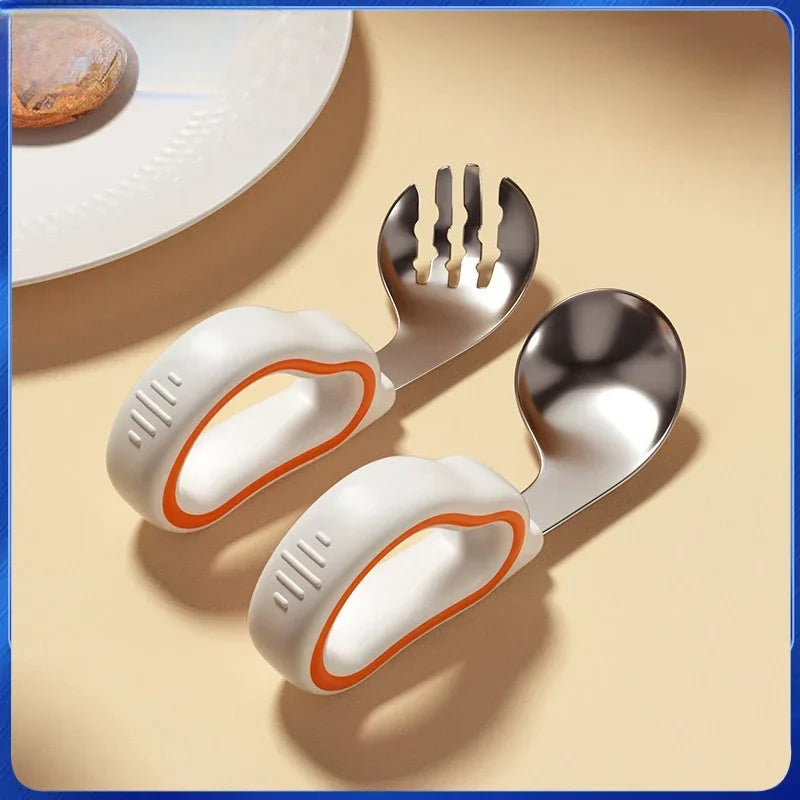 Baby Eating Training Soft Silicone Spoon Fork Cutlery Toddler Baby Feeding Utensils Cutlery Children Tableware Kids Fork Sets