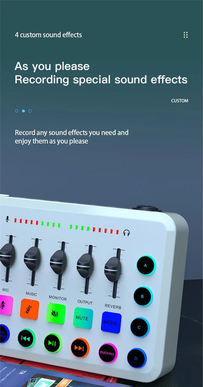 F11 Live Sound Card Streaming 5-Channel Mixer Sound Card Audio for Game Voice Podcast Live Streaming Kit Podcast Accessories Par