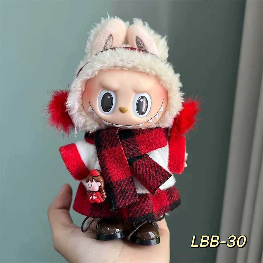 POP Labubu baby clothes 17cm plush vinyl labubu sit-down party first-generation and second-generation suit, clothes only