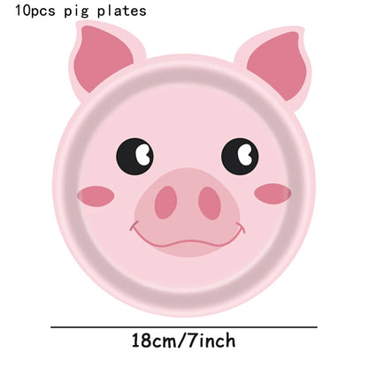 Farm Birthday Party Supplies Animal Farm Paper Plate Pig Sheep Chicken Horses Cows Shape Dinnerware Farm Animal Party Decoration
