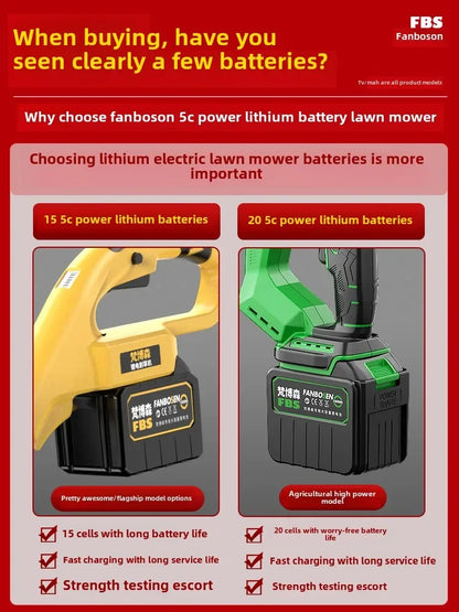 Electric lawn mower Small household lawn Lithium battery rechargeable  mower High power lawn mower