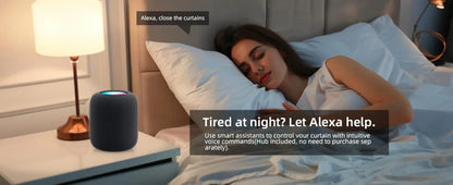 Smart Automatic Curtain Opener-Remote Control With App/Timer/Voice,Upgraded High-Performance Motor(For Roman Rod/T/U Track 3in1)