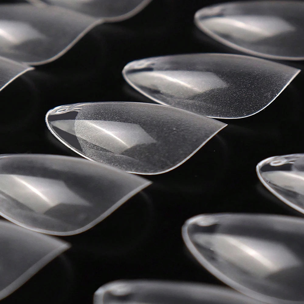 240PCS Short Almond Nail Tips Soft Gel Pre-Shaped Acrylic Nail Tips Half Matte Full Cover Nail Tips Clear Gelly Press on Nail
