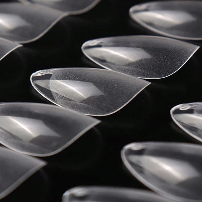 240PCS Short Almond Nail Tips Soft Gel Pre-Shaped Acrylic Nail Tips Half Matte Full Cover Nail Tips Clear Gelly Press on Nail