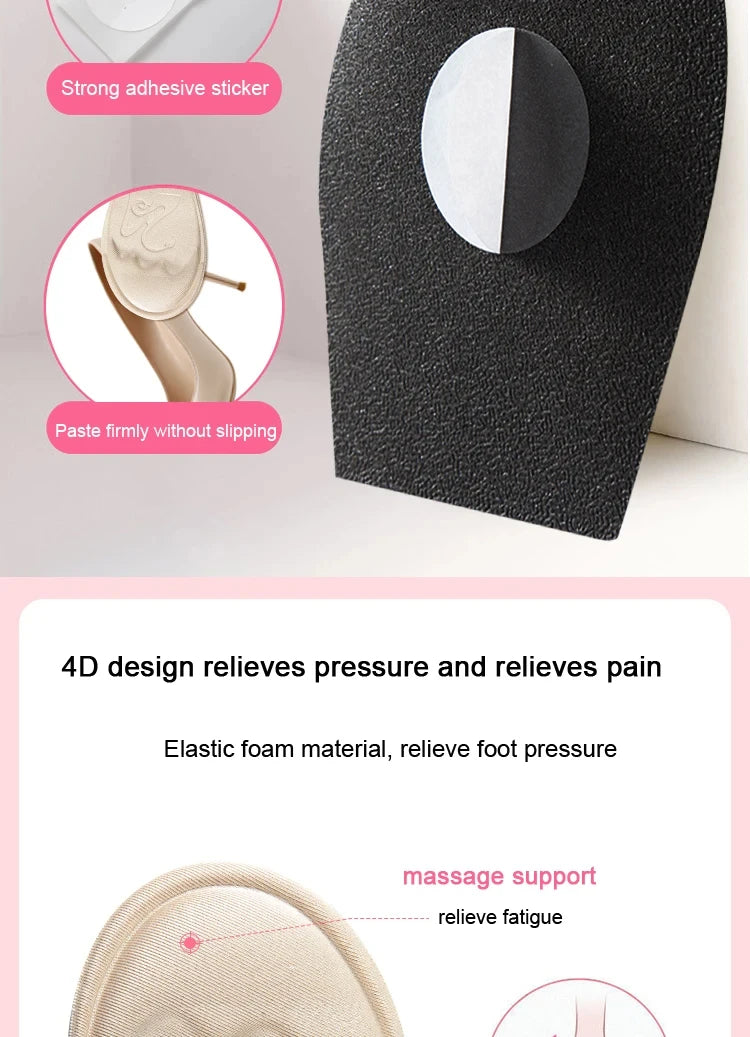 Half Insoles for Shoes Inserts Forefoot Pad Non-slip Sole Toe Plug Cushion Reduce Shoe Size Filler High Heels Pain Relief Pads