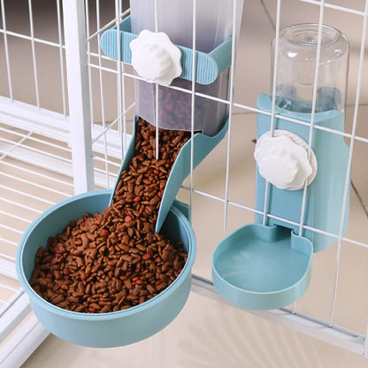Automatic Pet Water Bottle Food Container Dispenser Bowl Cage Hanging Feeder Cats Dogs Drinking Fountain For Puppy Cats Rabbit