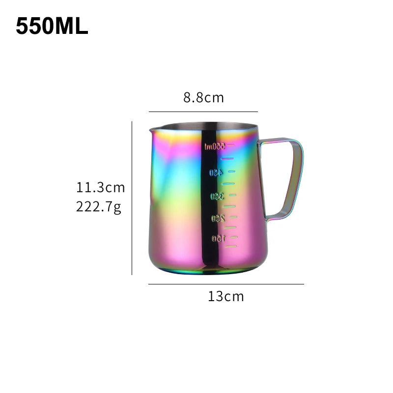 350ML/550ML Colorful Coffee Latte Milk Frothing Jug Milk Frother Pitcher Stainless Steel Jug Espresso Barista Pitcher Milk Pot
