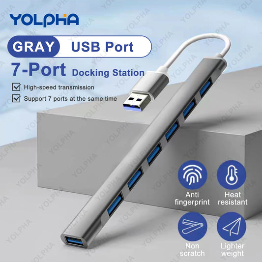 USB 3.0 HUB USB 2.0 HUB USB C HUB Type C HUB Multi Splitter High Speed 5Gbps For PC Computer Multiport USB A HUB Port 7 Ports
