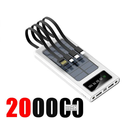Solar Power Bank Large Capacity Spare Battery Fast Charging Portable Power Banks 20000mAh Auxiliary Batteries Outdoor