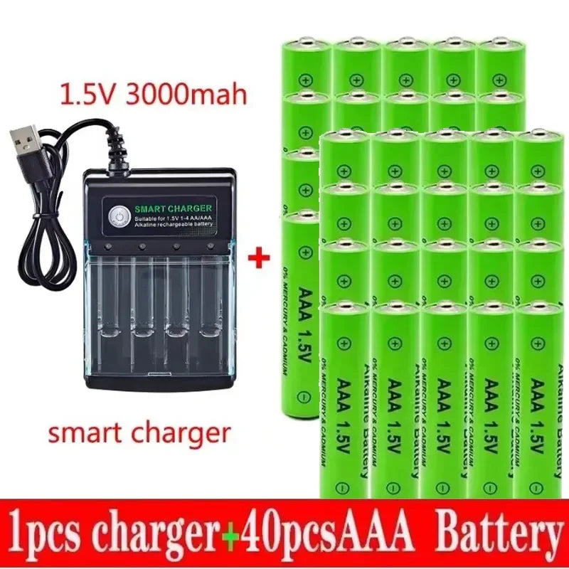 AAA Rechargeable Battery 3000mAh 1 5V New Alcalinas Battery USB Charger Included