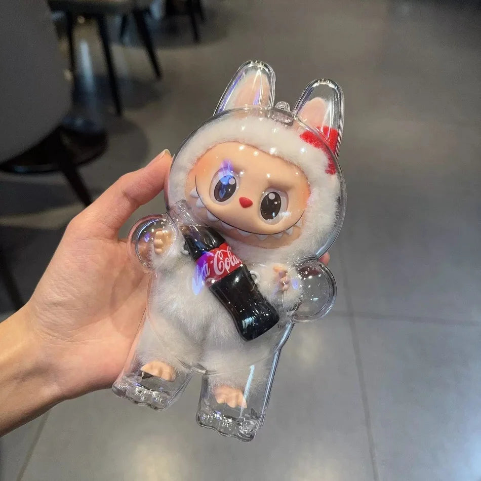 Labubu Case Sitting Party Transparent Protective Shell Dust Cover Protect Knapsack Hanging Decorations Christmas Gift Kids Toy