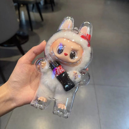 Labubu Case Sitting Party Transparent Protective Shell Dust Cover Protect Knapsack Hanging Decorations Christmas Gift Kids Toy