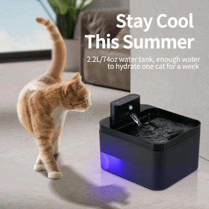 2.2LCat Water Fountain Battery & Sensor 2 in 1 Drinking Fountain For Cats Dog Drinker Wireless Pet Water Dispenser Accessories