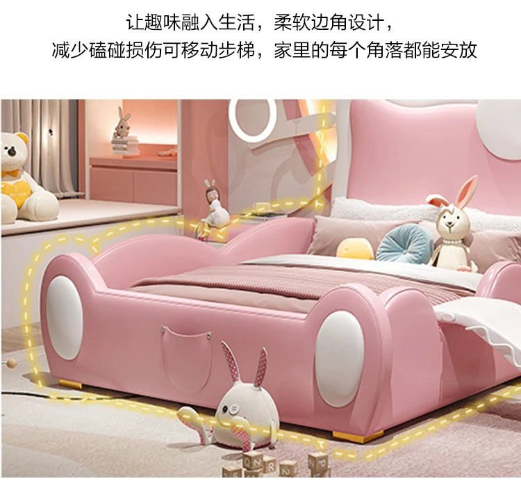 150X200cm Modern Childrens cartoon girl princ ess bed pink queen size bed frame full  double bed complete bedroom furniture