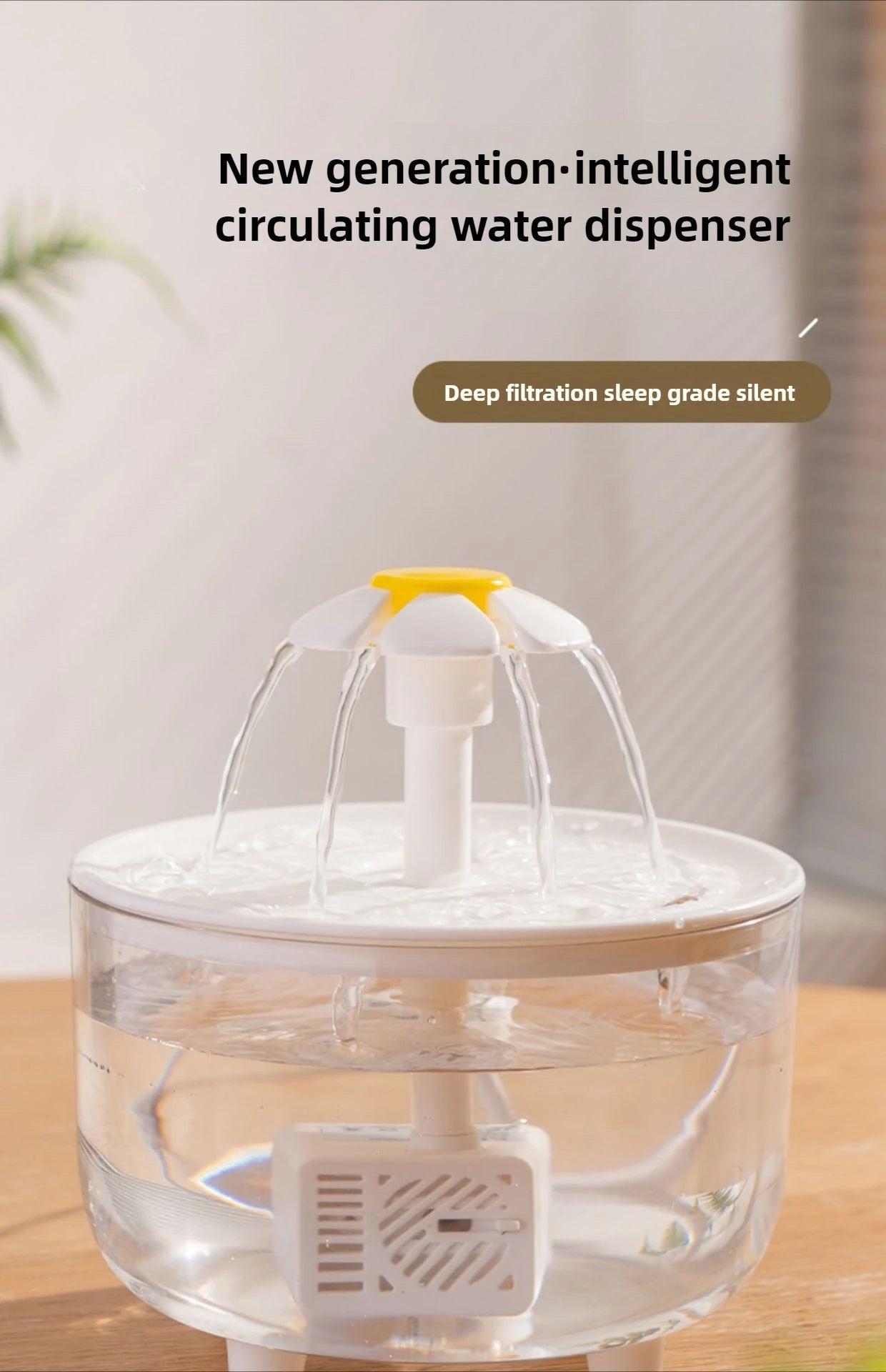 1L USB Electric Mute Pet Water Fountain Automatic Cat Drinking Bowl Filter Quiet Dispenser with Carbon Filter for Fresh Water