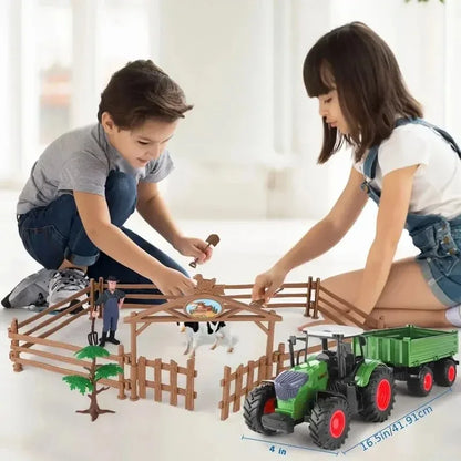16.5" Big Tractor Toy,Farm Toy,Farm Animals Set,Include Truck Toy and Traile,Fence,Farmer,Animals,Tool,Farm Set for Gift