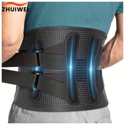 Back Brace For Lower Back Pain,With 4 Metal Supports,Four Elastic Bands,Breathable& Strong Support,Effectively Relieve Your Pain