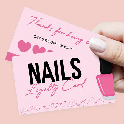 50pcs Nails Business Card  Press On Nail Loyalty Card Board Nail Discount Card Board Nails Accessories Tools