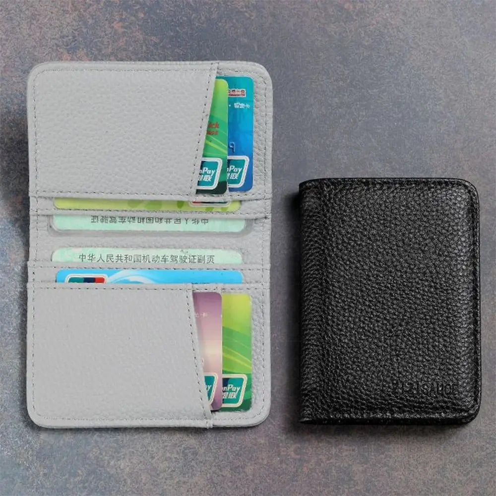 Multi-card Slot Solid Color Portable Leather Card Case Universal Bank Card Credit Card ID Bus Card Holder Travel Card Organizer