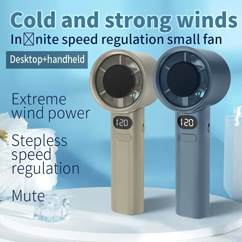 Handheld Small Fan 120 High-speed Desktop Fan Adjustable Portable Outdoor Handheld USB Rechargeable Mini Handheld Electric Fans