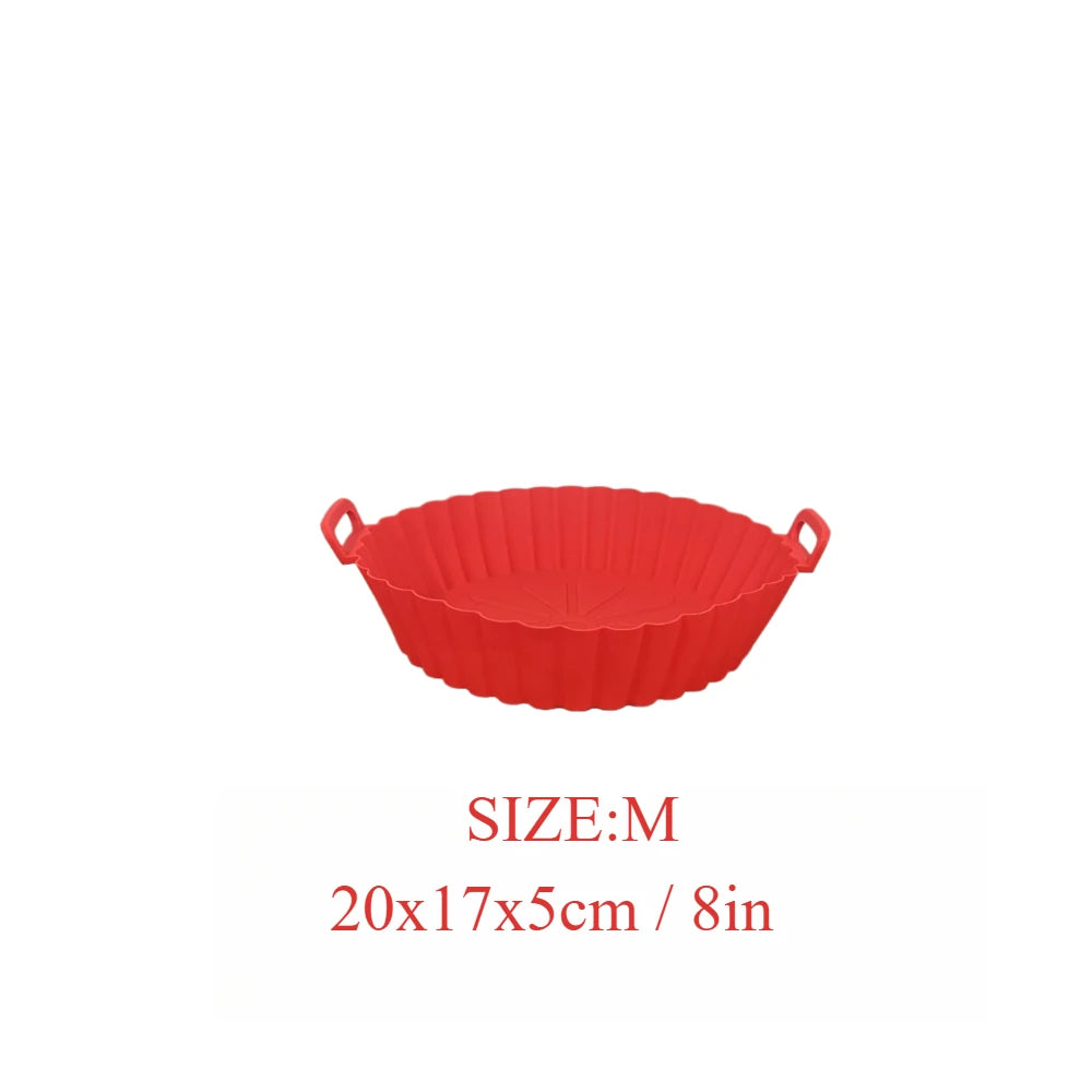 Airfryer Silicone Basket Reusable Baking Tray Silicone Mold for AirFryer Pizza Fried Chicken Basket Air Fryer Liners Accessories