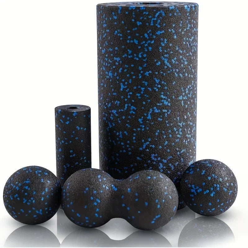 5pcs High-Density Foam Rollers Set - Muscle Massage, Yoga & Therapy, Includes Back Roller, Peanut Ball, Portable Exercise Tools