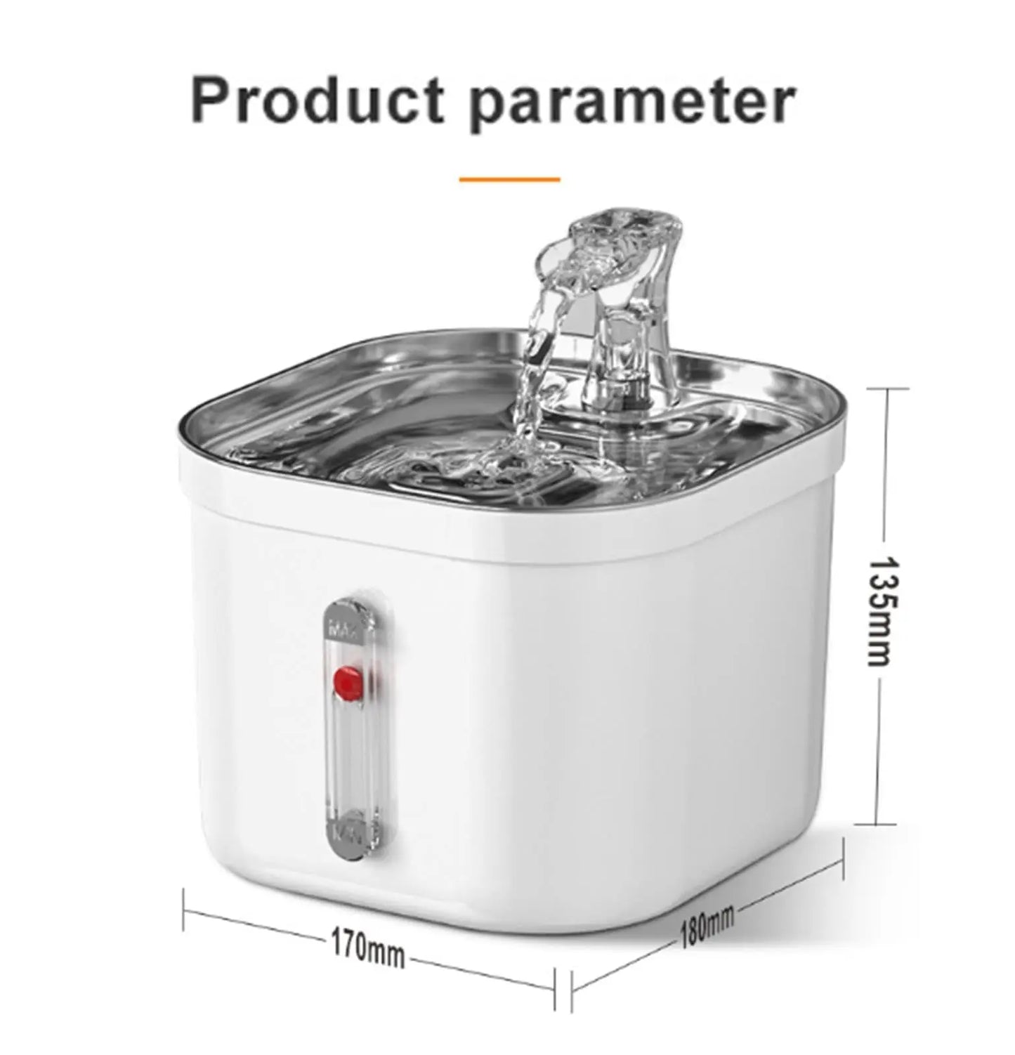 Cat Water Fountain Stainless Steel Pet Water Fountain for Cats Inside 1Filters&Ultra-Quiet Pump 2.2L/73oz Dog Pet Water Fountain