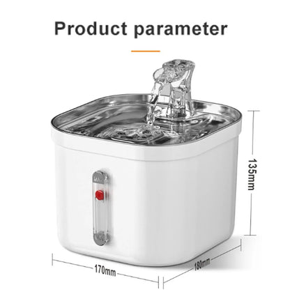 Cat Water Fountain Stainless Steel Pet Water Fountain for Cats Inside 1Filters&Ultra-Quiet Pump 2.2L/73oz Dog Pet Water Fountain