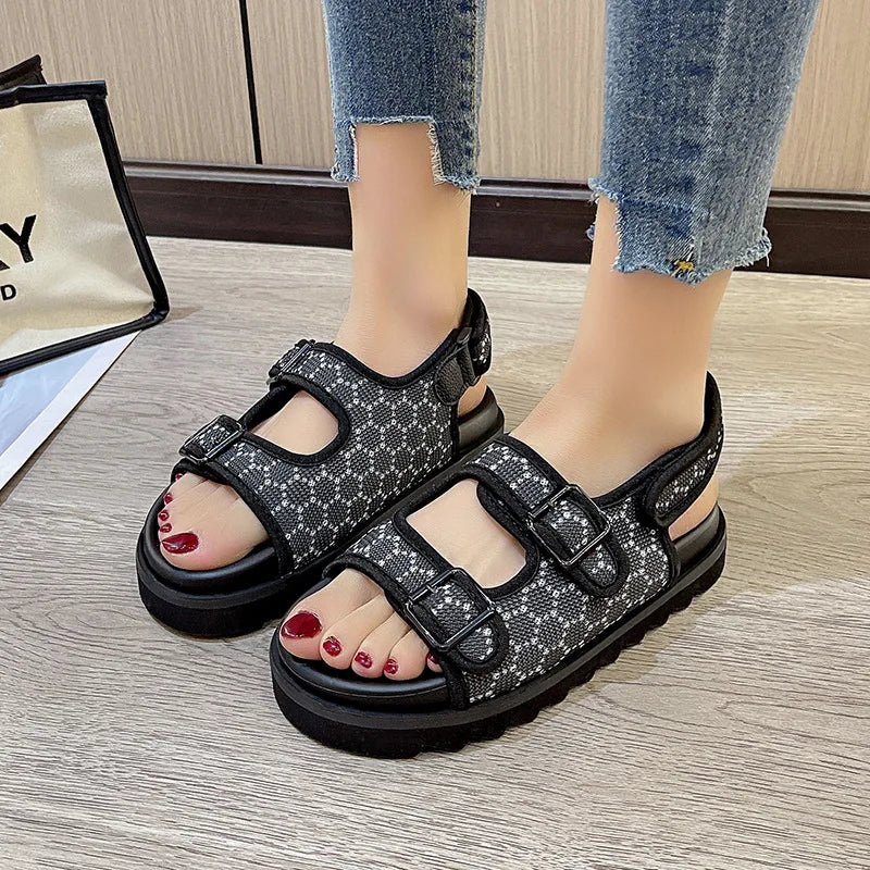 Sandal Women's Geometric Slingback Platform Sandals for The Beach Roman Sandal Platform Shoes Outdoor Beach Sandals