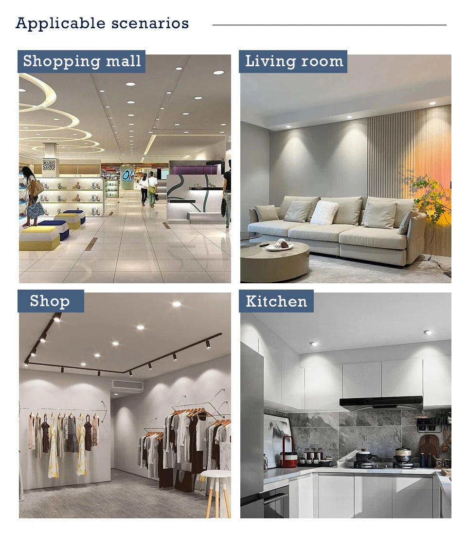 LED Downlight 5W 9W 12W 15W 18W Recessed Round Led Ceiling Lamp 110V 220V DC12V 24V Panel Lights Indoor Lighting Warm/Cold White