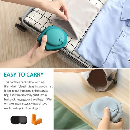 Travel Pillows U-Shaped Portable Inflatable Travel Neck Pillow, Manual pressurized Automatic Inflatable Pillow for Airplanes