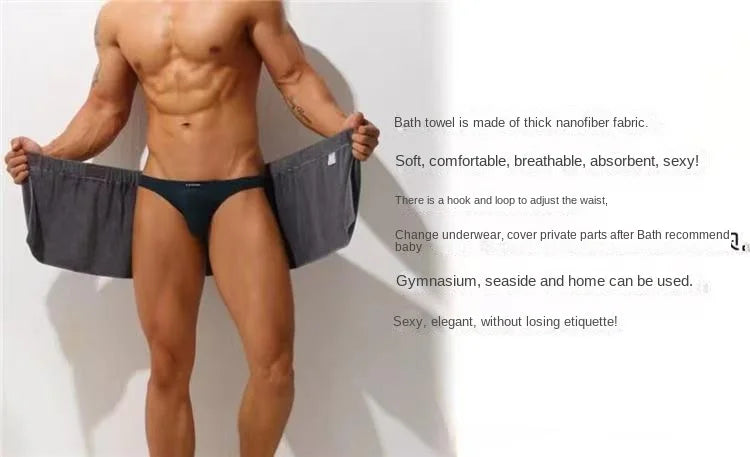 Men's Bath Towel Absorbent Towel Sexy Beach Skirt Anti-light Men's Bath Skirt Can Wear Towel Swimming Trunks
