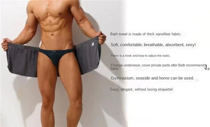 Men's Bath Towel Absorbent Towel Sexy Beach Skirt Anti-light Men's Bath Skirt Can Wear Towel Swimming Trunks