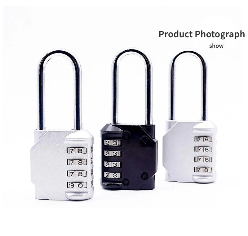 Combination Padlock Outdoor 4 Digit Long Shackle Waterproof Password Padlock Pad Lock For School Locker Gym Locker Fence Gate