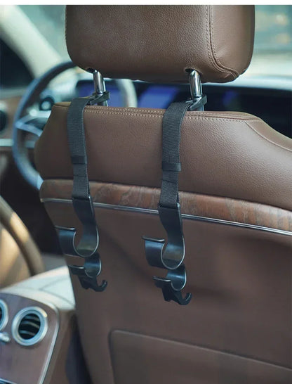 2pcs Car Back Seat Hook Multi-function Rear Seat Headrest Hanging Hook Umbrella Holder Seat Back Storage Interior Organizer Tool
