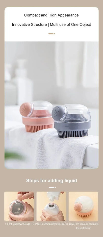 Shampoo Comb Brush Liquid-Infused Hair Brush Head Cleaning Massager Pet Bathing Scalp Massager Multi-functional Body Scrub Brush