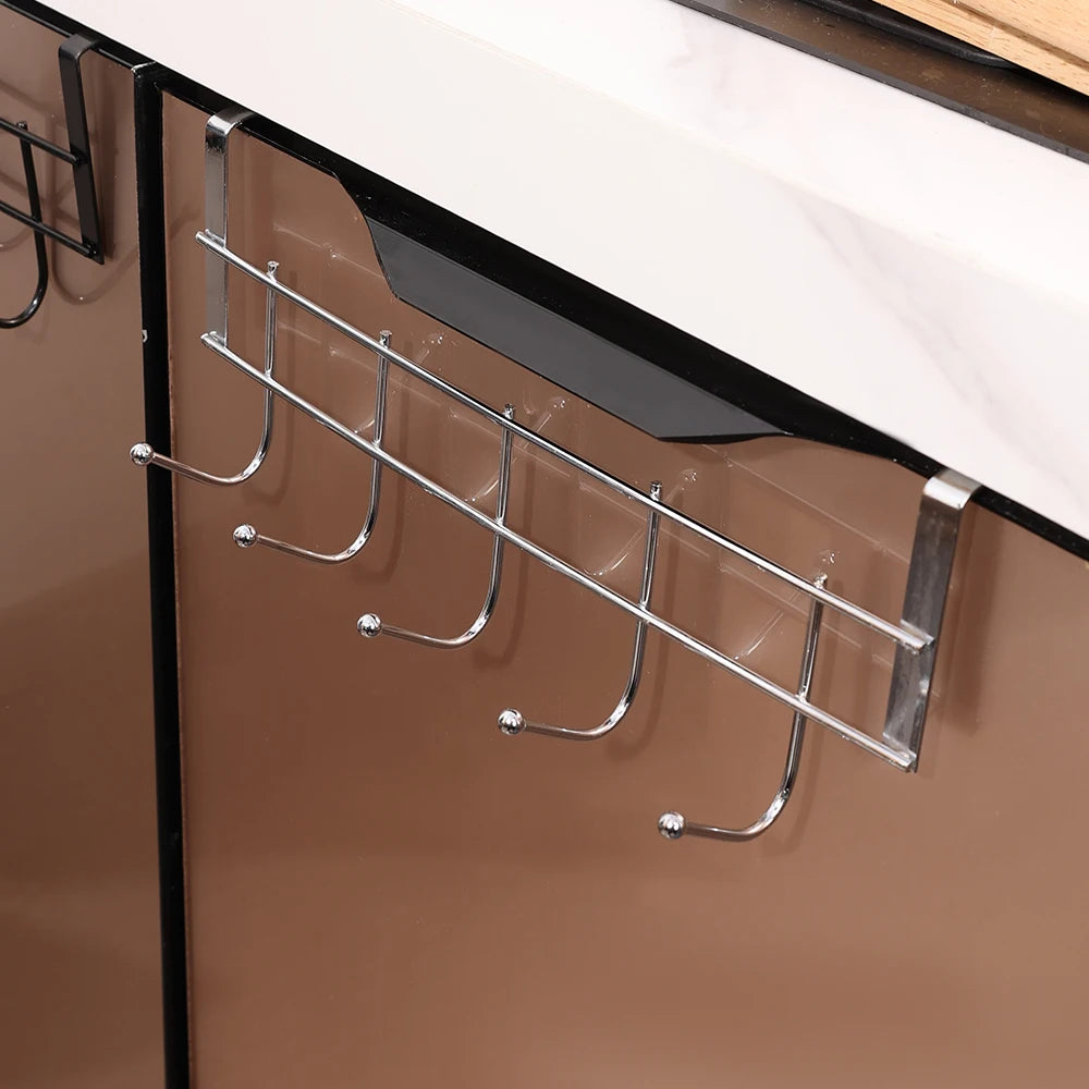 Hooks Over The Door 5 Hooks Home Bathroom Organizer Rack Clothes Coat Hat Towel Bags Keys Hanger Bathroom Kitchen Accessories