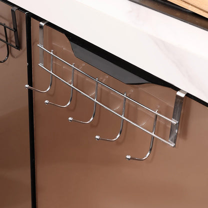 Hooks Over The Door 5 Hooks Home Bathroom Organizer Rack Clothes Coat Hat Towel Bags Keys Hanger Bathroom Kitchen Accessories