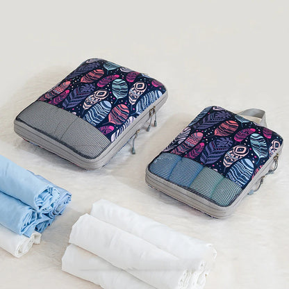 4pcs Compression Storage Bag Large Capacity Foldable Packing Cubes Washable Expandable Luggage Storage Bags Set