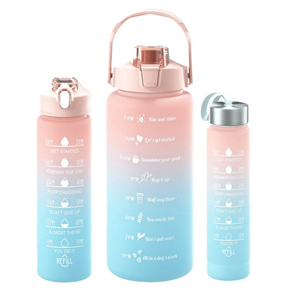 Water Bottle Motivational Drinking Bottle Sports Water Bottle with Time Marker Portable Reusable Plastic Cups Outdoor Travel Gym