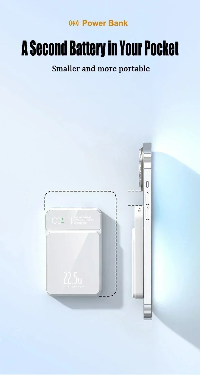 Power Bank 22.5W Magnetic Wireless Portable Chargers 30000mAh Super Fast Charging Powerbank External Battery for Iphone Xiaomi