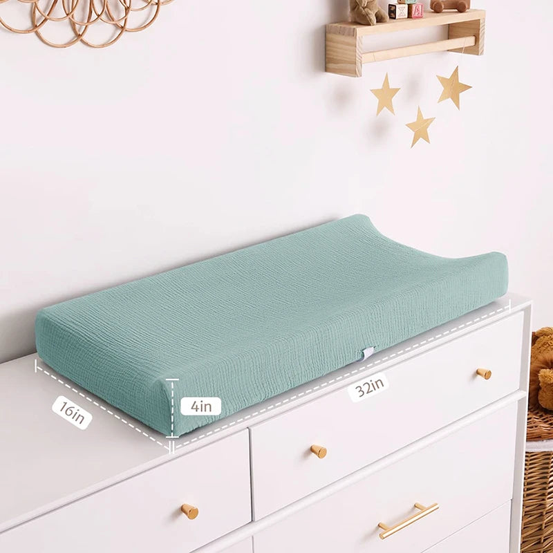 2PCS Diaper Changing Pad Cover 100% Muslin Cotton Newborn Baby Changing Mat Cover Solid Color Baby Shower Gift